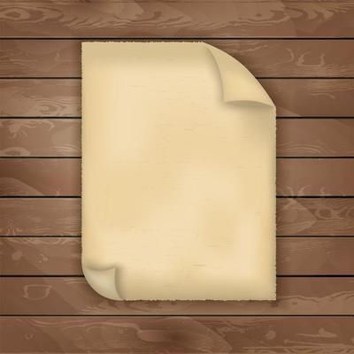 Piece of old paper on wood texture background vector.