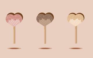 Sweet gingerbread cookies in glaze on a stick. Vector illustration