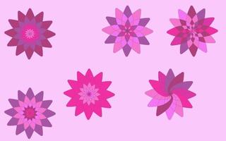 Set of small pink and purple flowers. Vector illustration