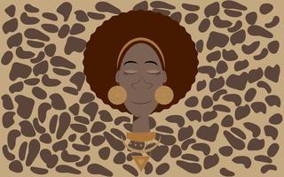 Young dark skinned girl with brown hair. Vector illustration