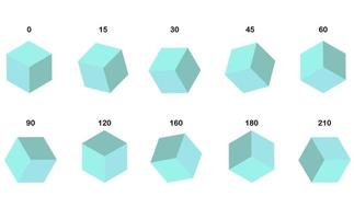 Set of cubes, tilt angle, isometry. Vector illustration