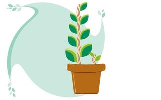 Flower, plant grows in a pot. Small seedlings of plants. Vector illustration