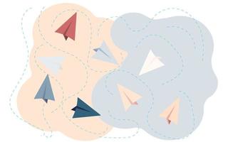 Paper plane with dushed line vector illustration.