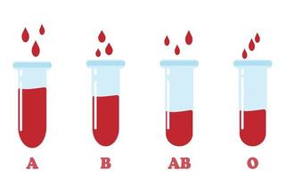 Glass tubes with blood. Blood type. Vector illustration