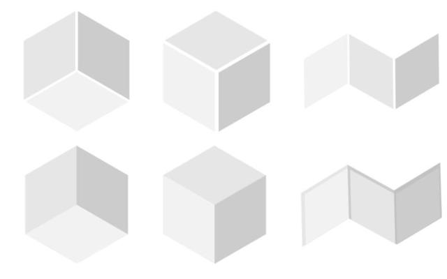 Set of cubes with perspective. Isometric model . Vector illustration