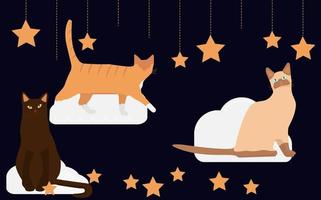 colección de personajes de gatos de dibujos animados. plano, simple. ilustración vectorial vector