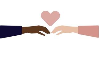Different colour hands.Variety of hands.Equality and love protection. Vector illustration