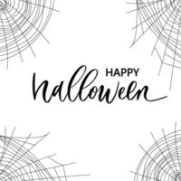 Happy Halloween - hand lettering inscription with spider web. vector