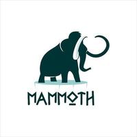ilustración plana de silueta de mamut vector