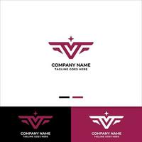 Letter V with wings for esports logo vector