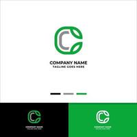 Letter C combined with simple leaf logo vector