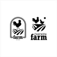 simple rooster farm silhouette vector