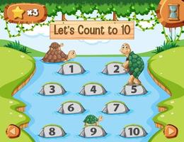 Forest scene with Let's count to 10 game template vector