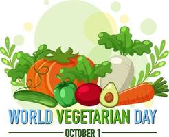 World Vegetarian Day logo with vegetable and fruit vector