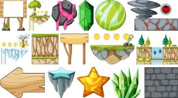 Isolated fantasy space game objects and elements set vector