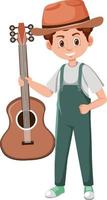 A male musician cartoon character on white background vector