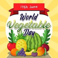 World Vegetable Day poster with vegetables and fruits vector