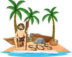 A man on deserted island isolated vector