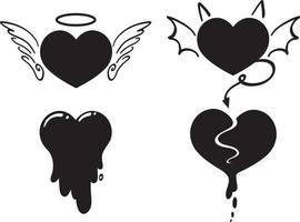 estilo diferente de corazones en negro vector