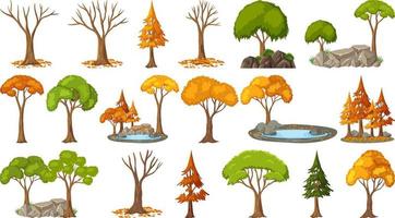 Set of four seasons trees on white background vector