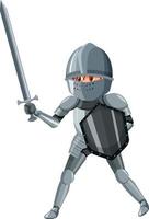 Medieval knight holding shield and sword cartoon character isolated vector