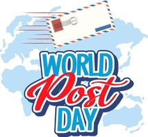 World Post Day word banner on world map vector