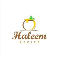 Pot of Haleem Logo Hyderabadi famous non vegetarian dish vector