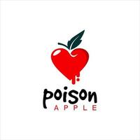 Red Apple Poison Heart Shaped Vector