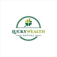 logotipo de riqueza simple con hoja de trébol vector