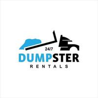 Dumpster rental logo line vector blue