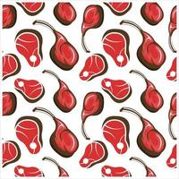 Cartoon slice of meat butchery seamless pattern vector