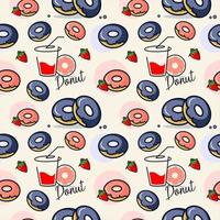 Cartoon donut seamless pattern vector