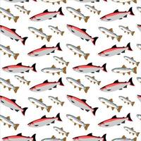 Salmon and trout fish seamless pattern