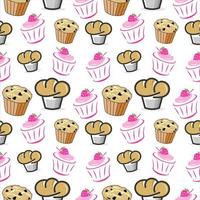 cartoon muffin and cupcake seamless pattern vector