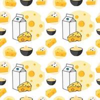 Cheese and milk seamless pattern vector