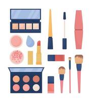 Cosmetics products semi flat color vector object set