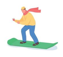 hombre en snowboard carácter vectorial de color semiplano