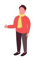 Guy with scarf semi flat color vector character