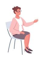 Teacher sitting and talking semi flat color vector character