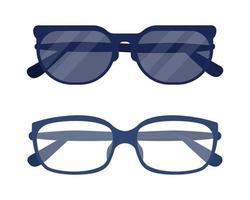 Various glasses semi flat color vector object set