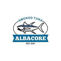 Smoked Albacore Tuna Fish Seafood Label vector
