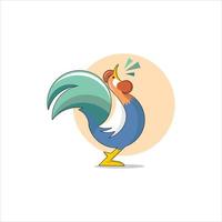 cartoon rooster digital animal farm vector