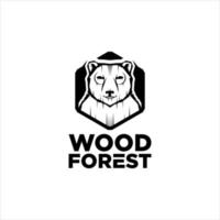 ilustración de oso de bosque animal de madera vector