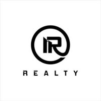 Real estate logo simple line house initial vector
