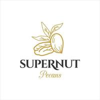 pecan nut food label vector