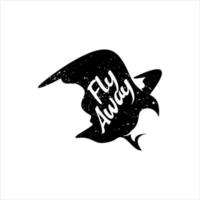 Bird Illustration Retro and Rustic Fly Away Text vector