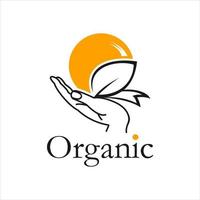 organic leaf and rise in hand vector