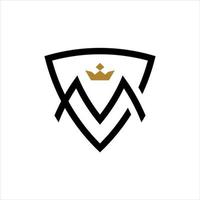 vector de escudo de monograma o inicial m simple