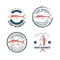 fish market logo template design vector