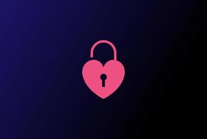 Simple Minimalist Heart Love Lock Unlock Logo Design Vector